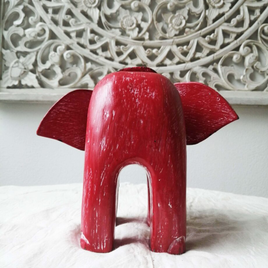 elefante legno rosso m back arredo etnico
