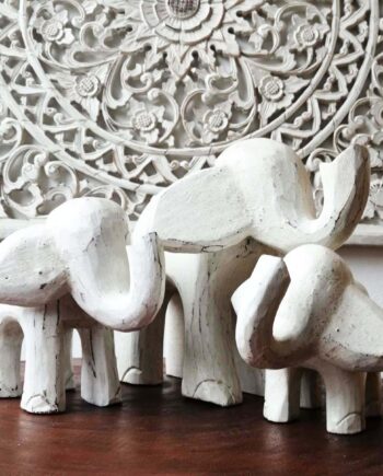 set 3 elefanti legno arredo etnico